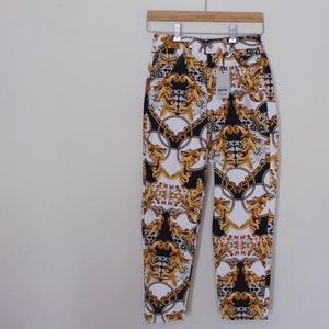 Topshop High Waisted, Petite Patterned Jeans